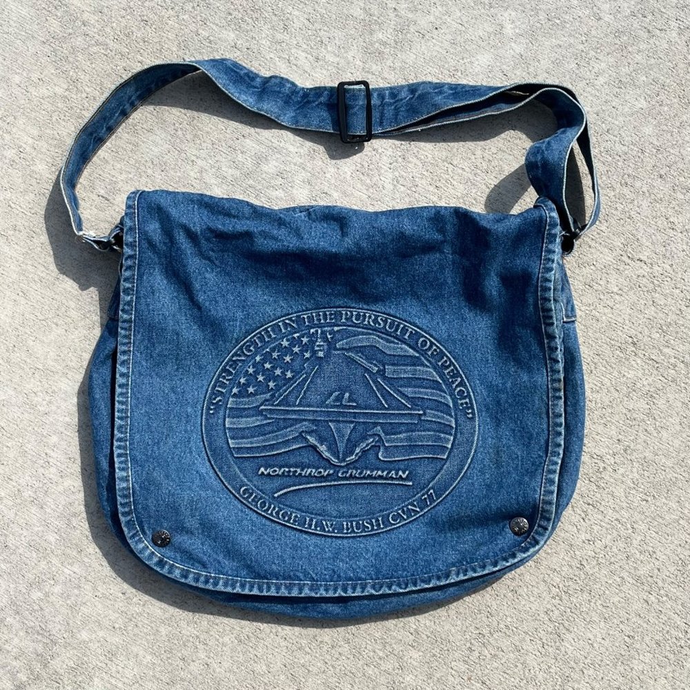 George HW Bush CVN 77‎ Northrop Grumman Strength In Pursuit Denim Messenger Bag